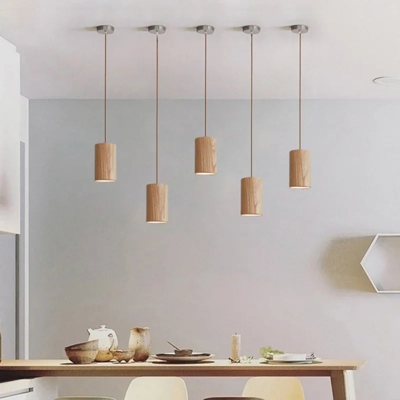 Aelora | Scandinavian Modern LED Wooden Pendant Lamp